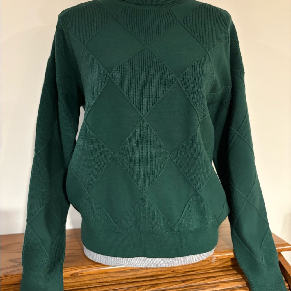 Philosophy Women’s Green Diamond Knit long sleeve turtleneck Sweater size Medium